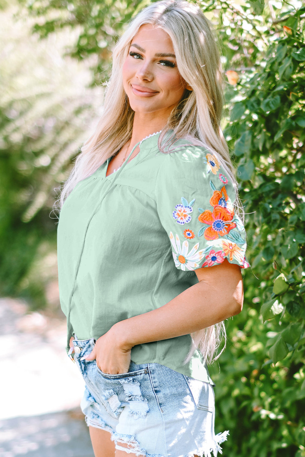 Beau Blue Puff Sleeve Top