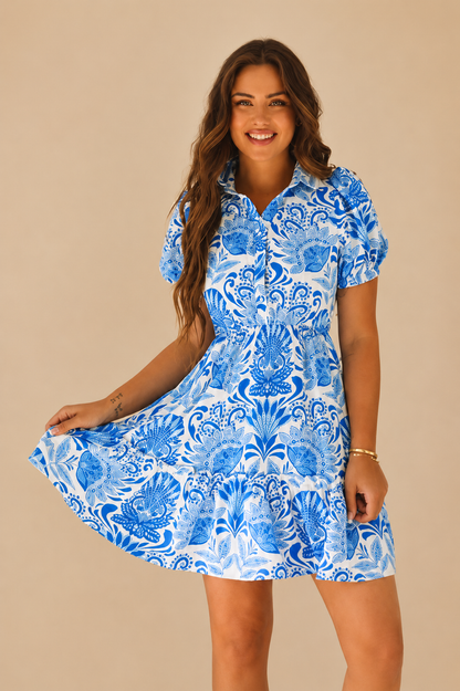 The Ella Mae Blue Mini Dress