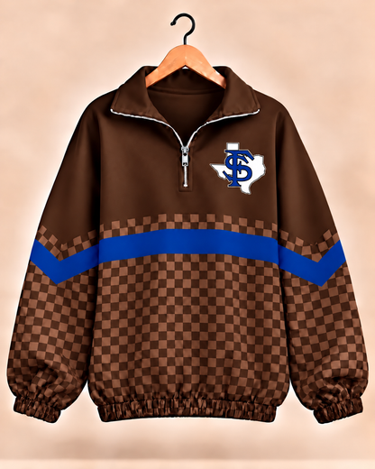 Fort Stockton Checkered Scuba Knit Pullover