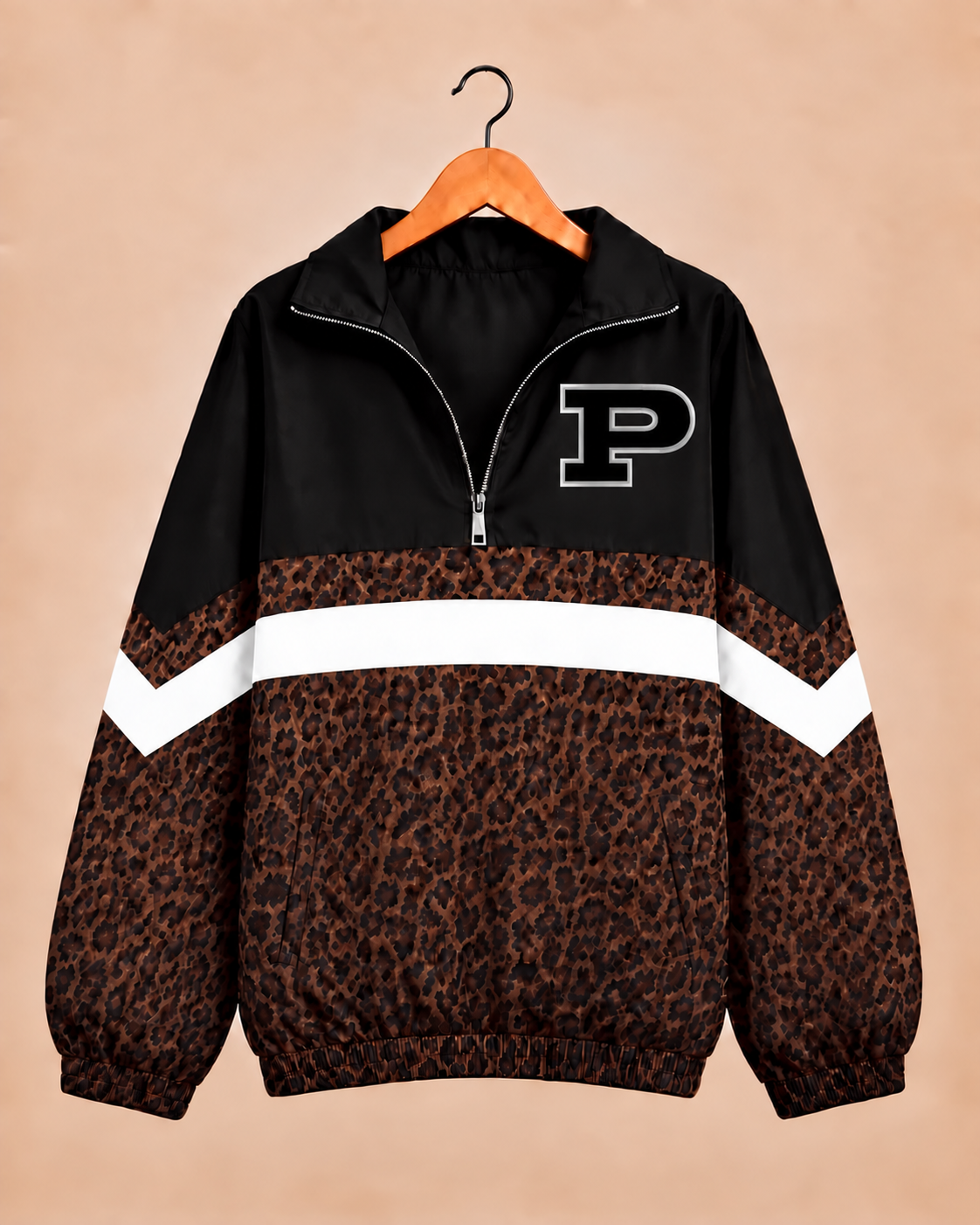 Permian Panthers Brown Leopard Windbreaker