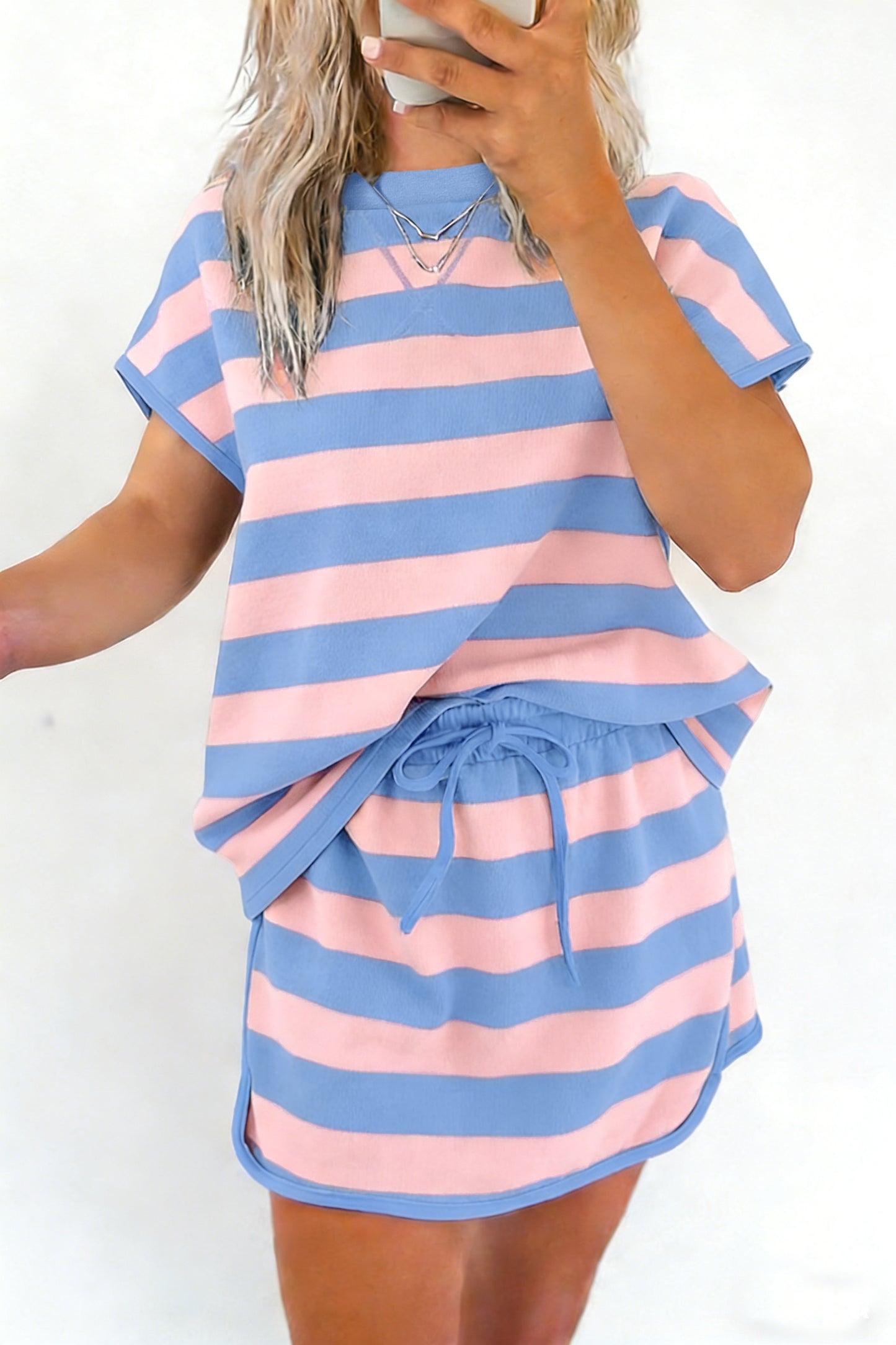 Pink Stripe Dolman Skort Set