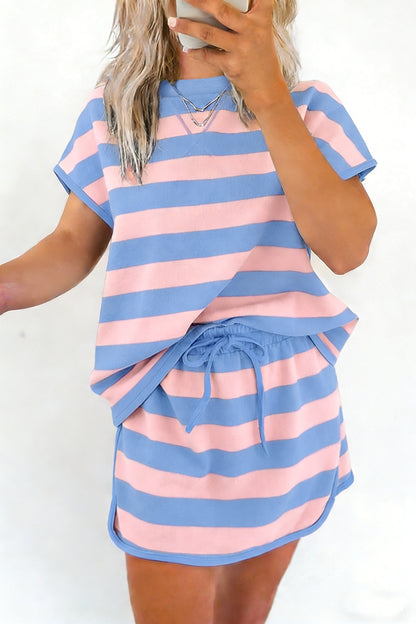 Pink Stripe Dolman Skort Set