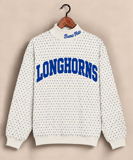 Buena Vista Longhorns Polkadot Mockneck