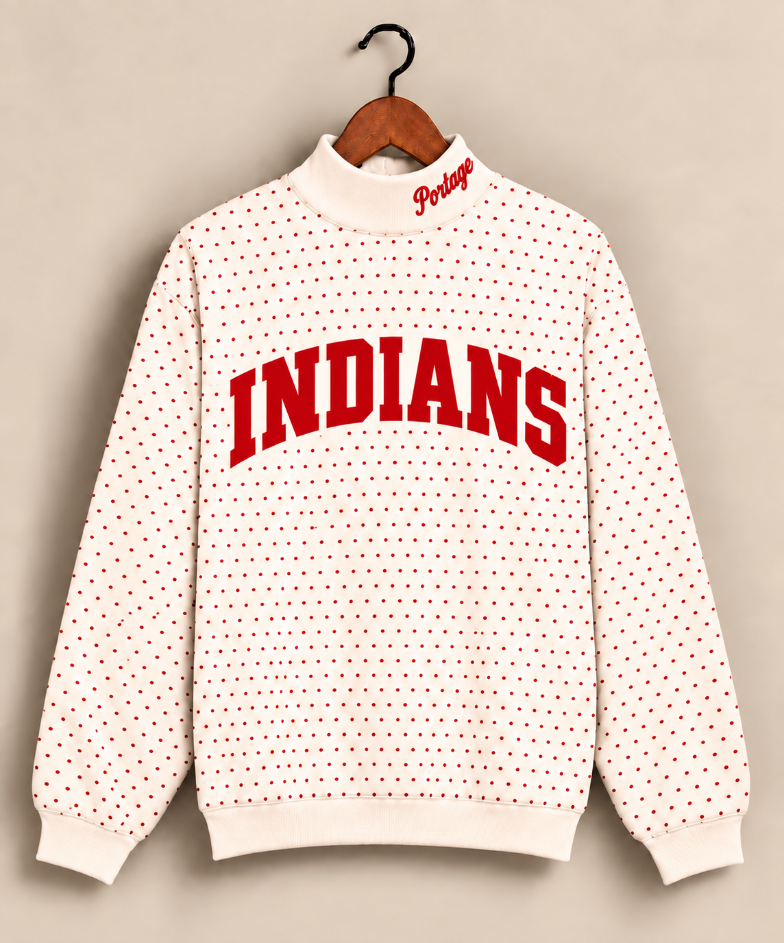 Portage Indians Polkadot Mockneck