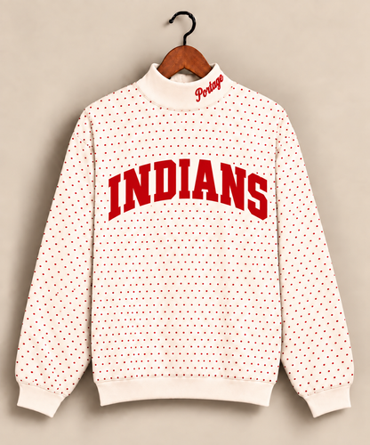 Portage Indians Polkadot Mockneck