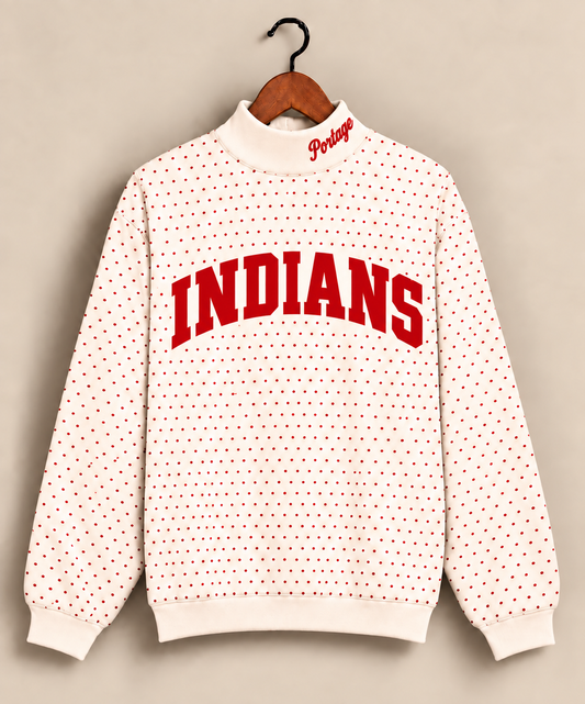 Portage Indians Polkadot Mockneck