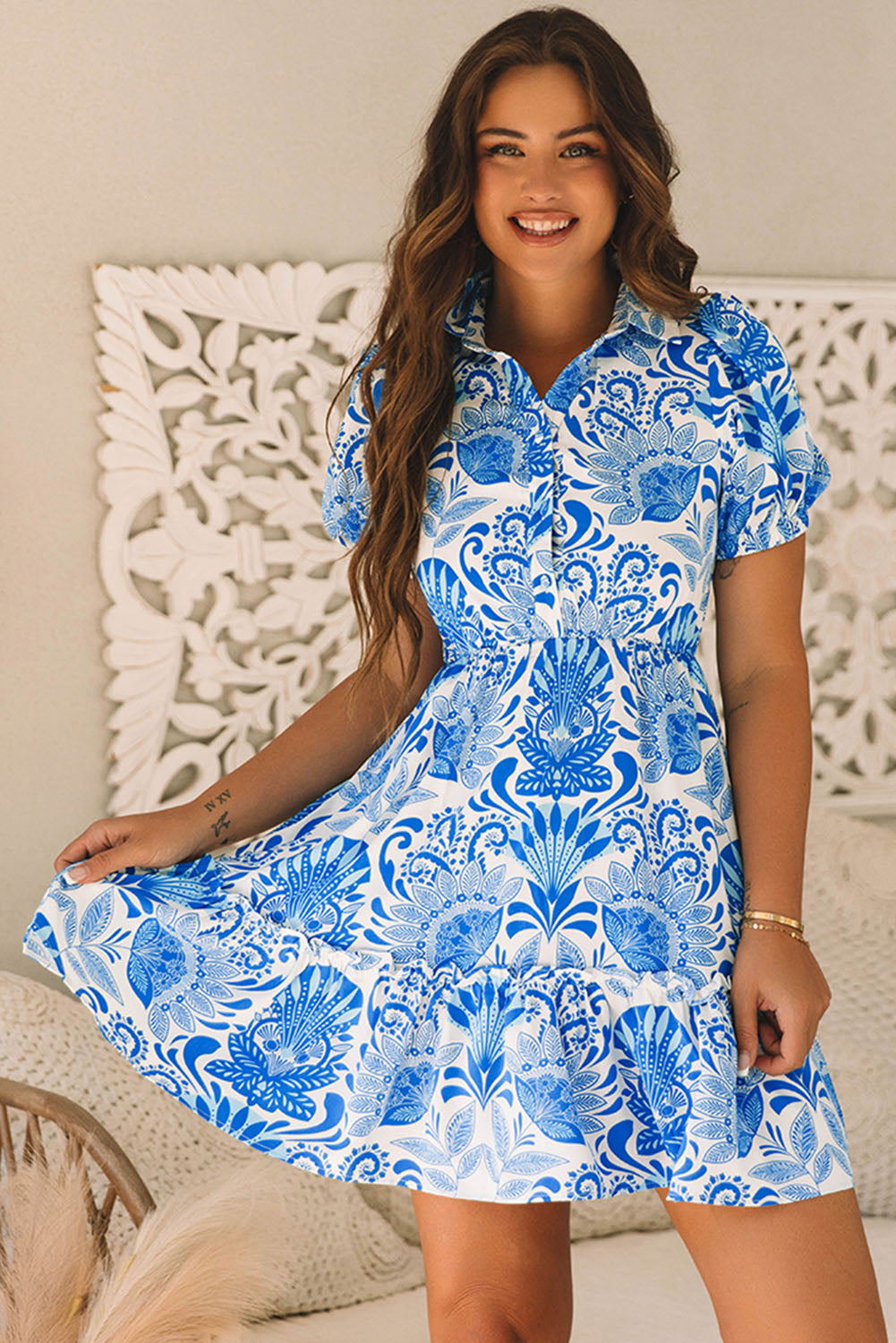 The Ella Mae Blue Mini Dress