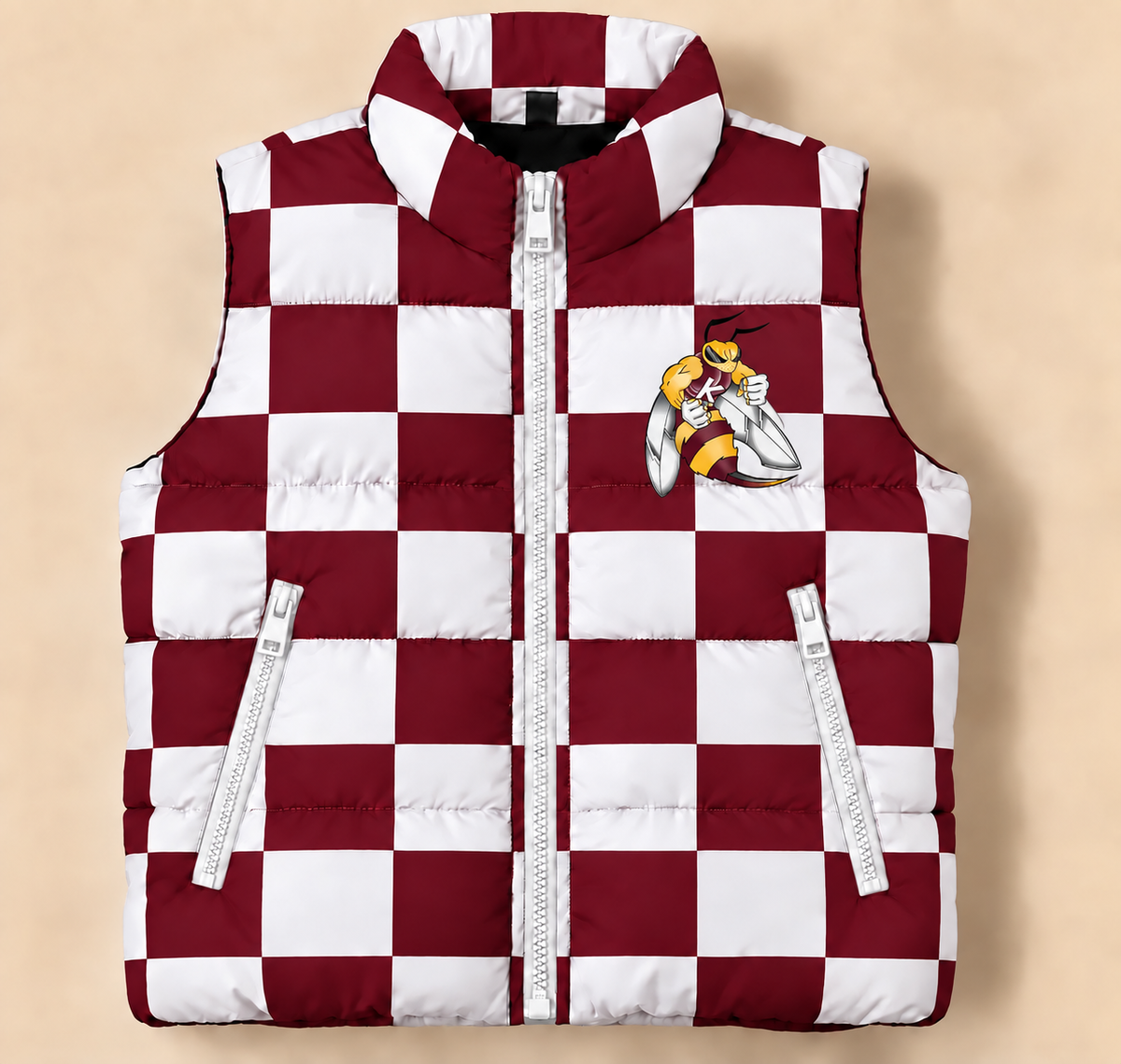 Kermit Yellow Jackets Checkered Puffer Vest - PREORDER
