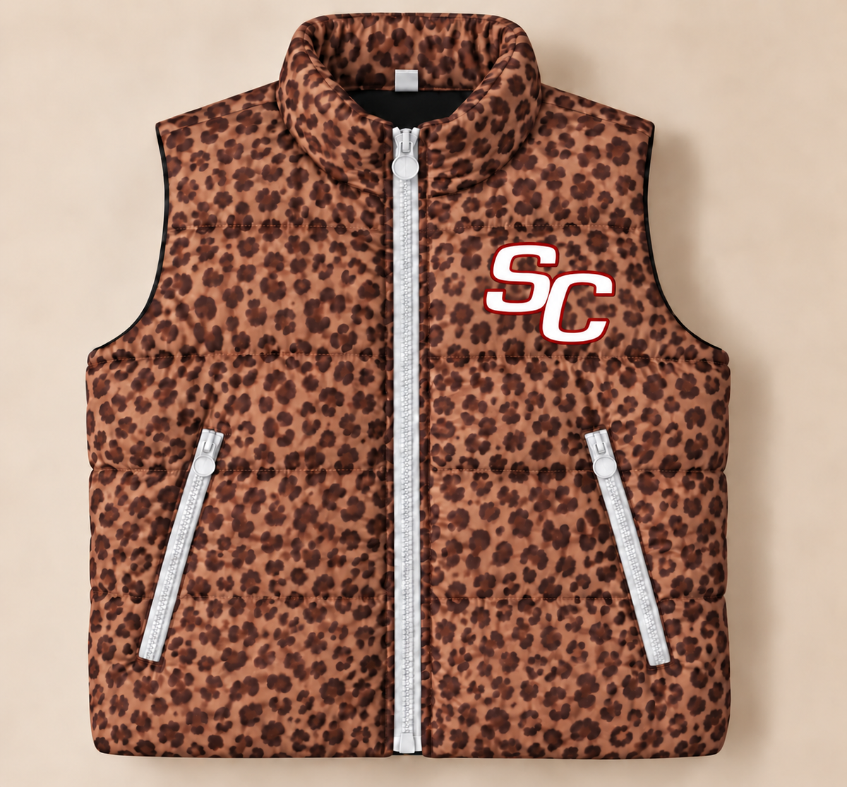 South Central Satellites Leopard Puffer Vest - PREORDER