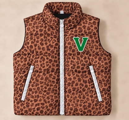 Valpo Vikings Leopard Puffer Vest - PREORDER
