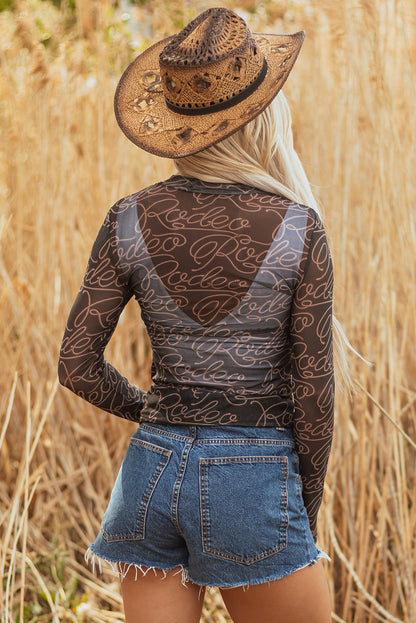 She Must be from Pecos - Rodeo Long Sleeve Mesh Top