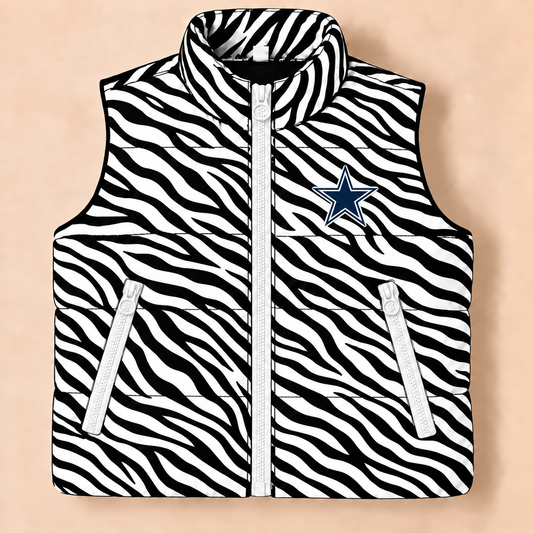 Dallas Cowboys Zebra Puffer Vest - PREORDER