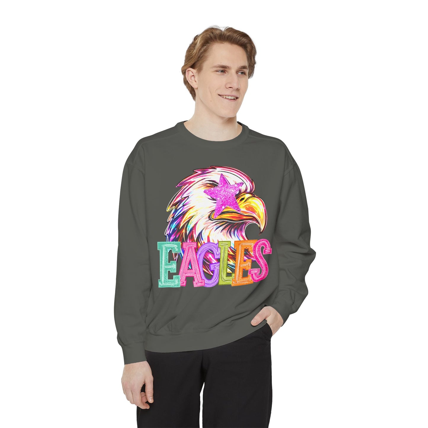 Colorful Eagle Pullover — Comfort Colors - 5 Colors to Choose From