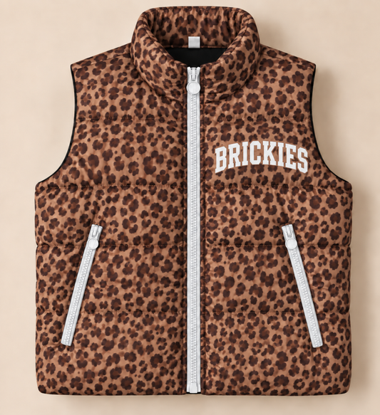 Custom Leopard Hobart Brickies Puffer Vest - PREORDER