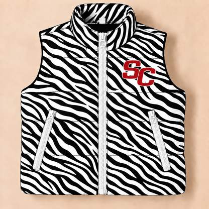 South Central Satellites Zebra Puffer Vest - PREORDER