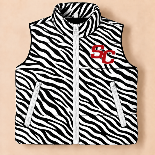 South Central Satellites Zebra Puffer Vest - PREORDER