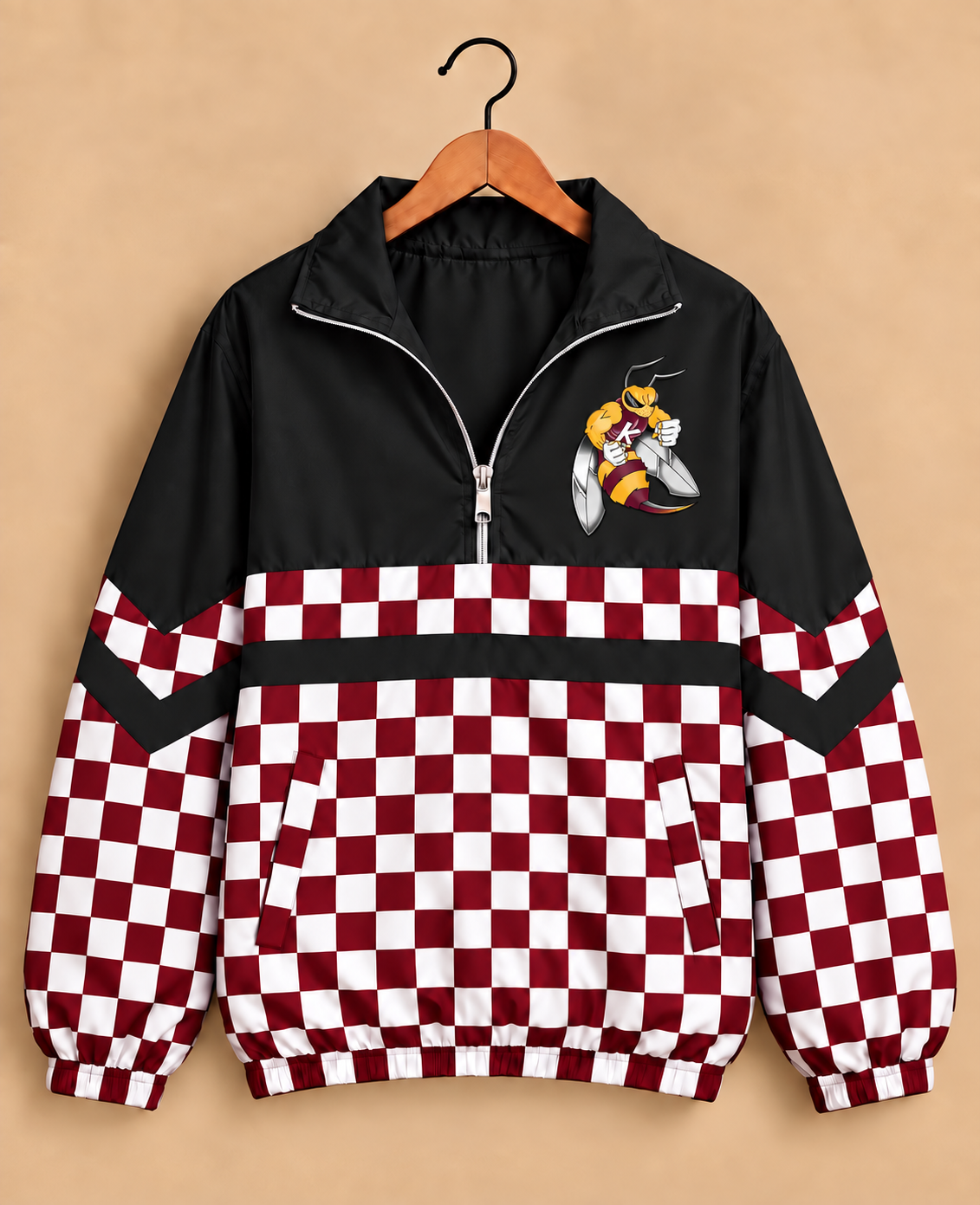 Kermit Yellow Jackets Checkered Windbreaker