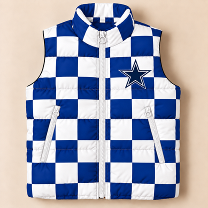 Dallas Cowboys Checkered Puffer Vest - PREORDER