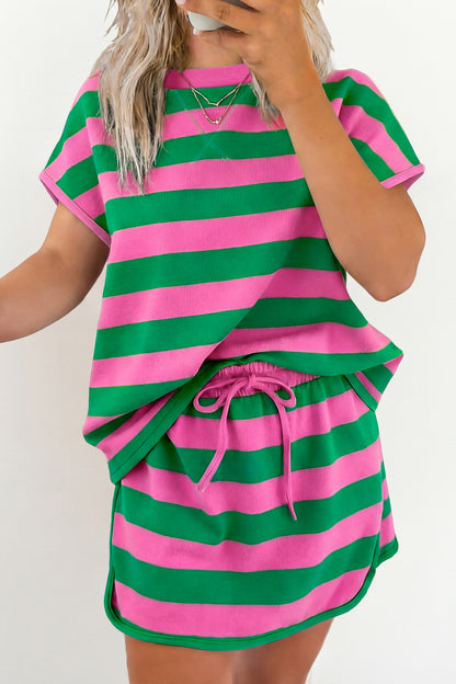 Pink Stripe Dolman Skort Set