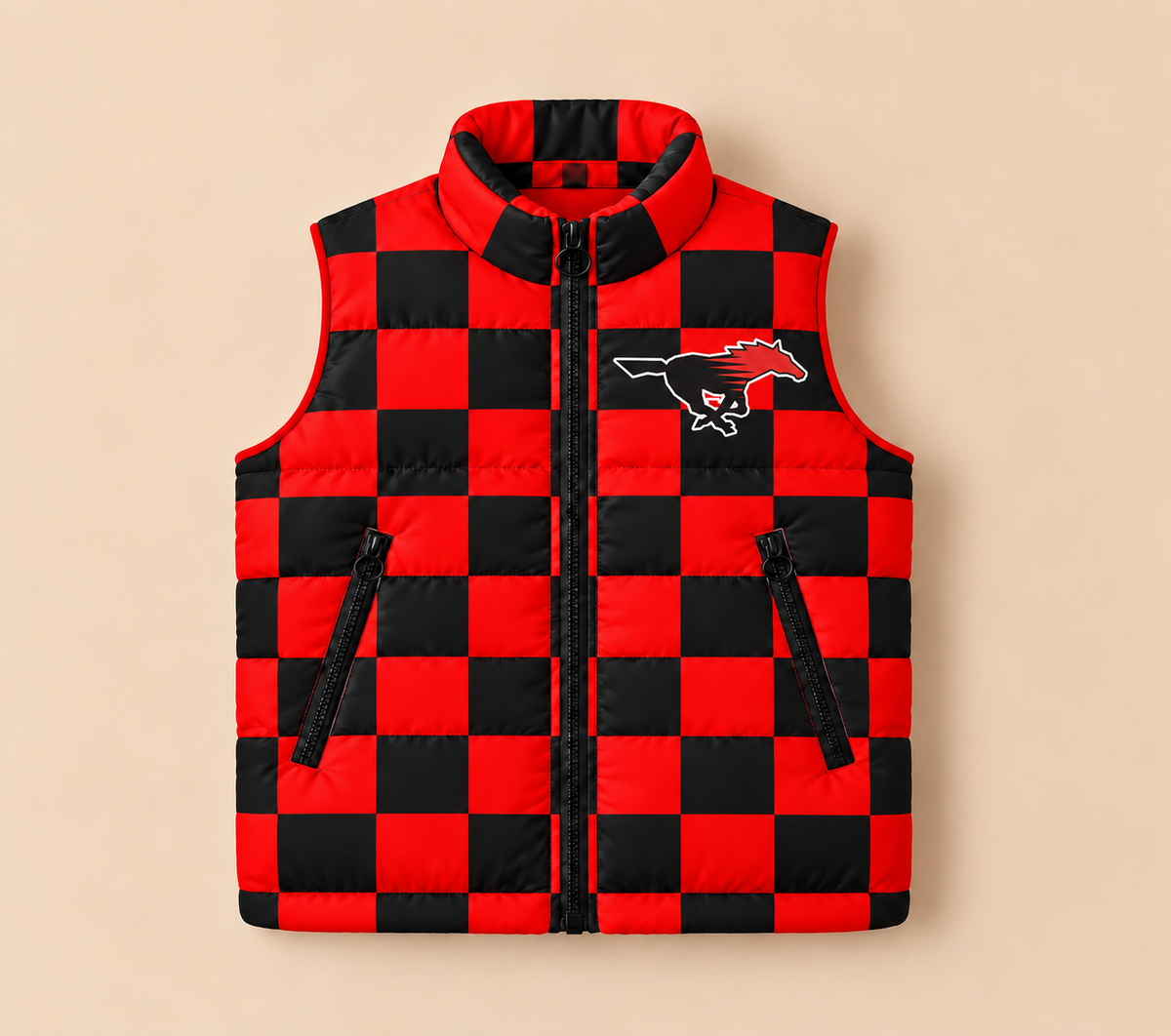 Shallowater Mustangs Checkered Puffer Vest - PREORDER