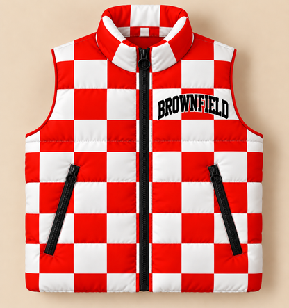 Custom Brownfield Checkered Puffer Vest - PREORDER