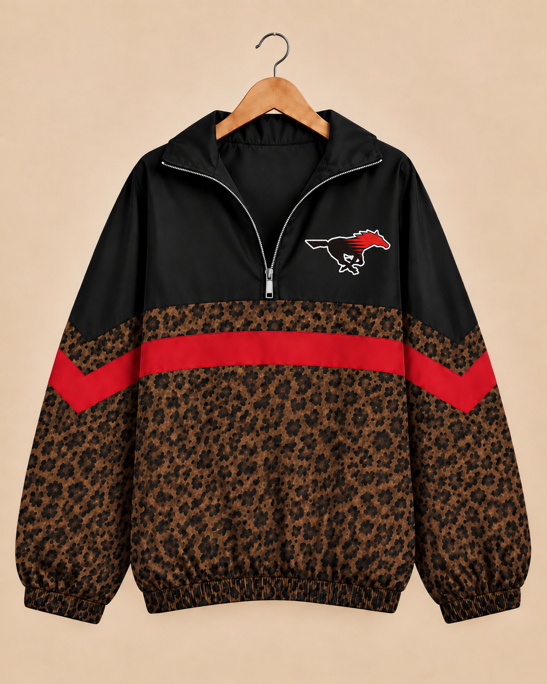Shallowater Mustangs Brown Leopard Windbreaker