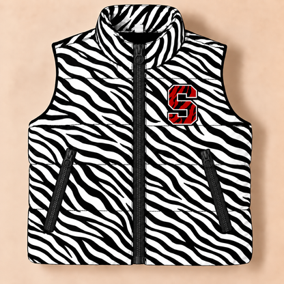 Slaton Tigers Zebra Puffer Vest - PREORDER