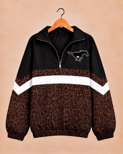 Fort Hancock Mustangs Brown Leopard Windbreaker