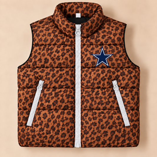 Dallas Cowboys Leopard Puffer Vest - PREORDER