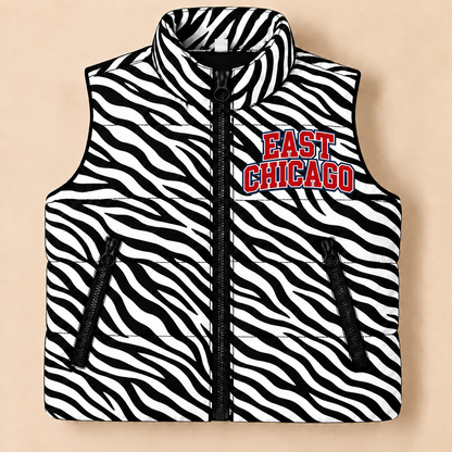 School City of East Chicago Zebra Puffer Vest - PREORDER