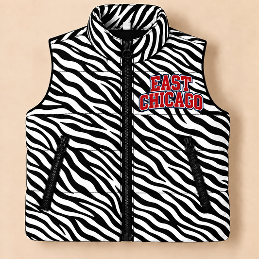 School City of East Chicago Zebra Puffer Vest - PREORDER