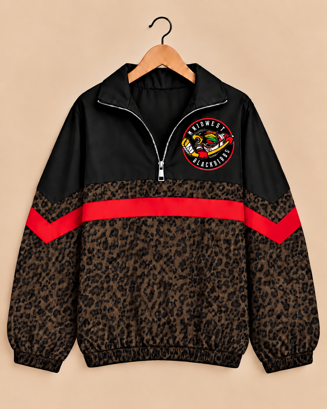 Midwest Blackbirds Brown Leopard Windbreaker