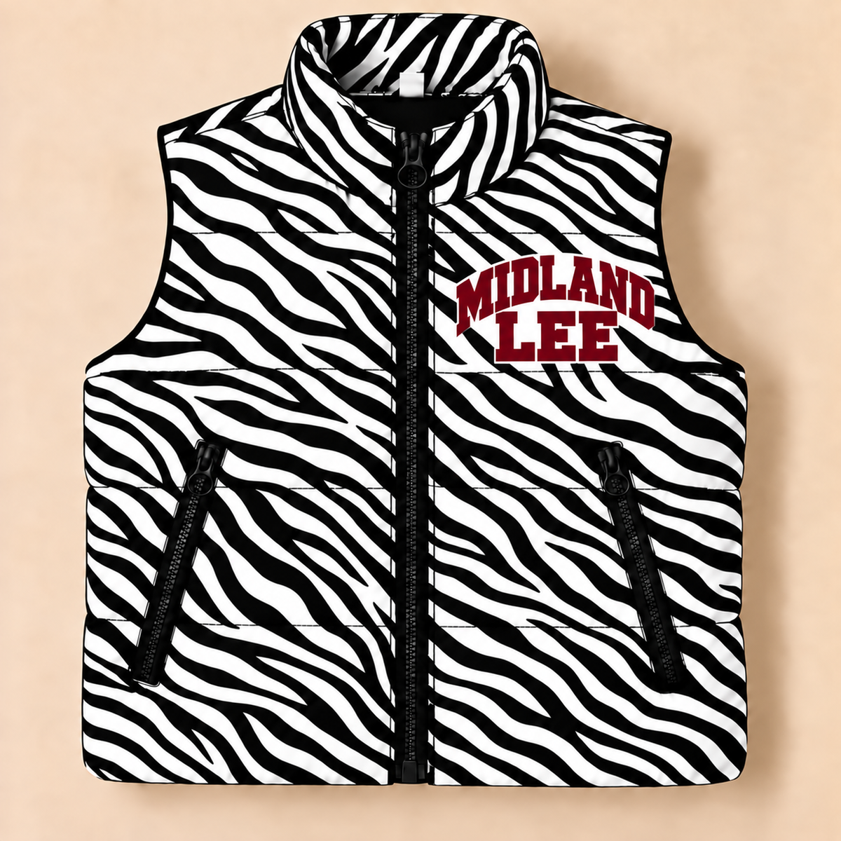 Midland Lee Zebra Puffer Vest - PREORDER