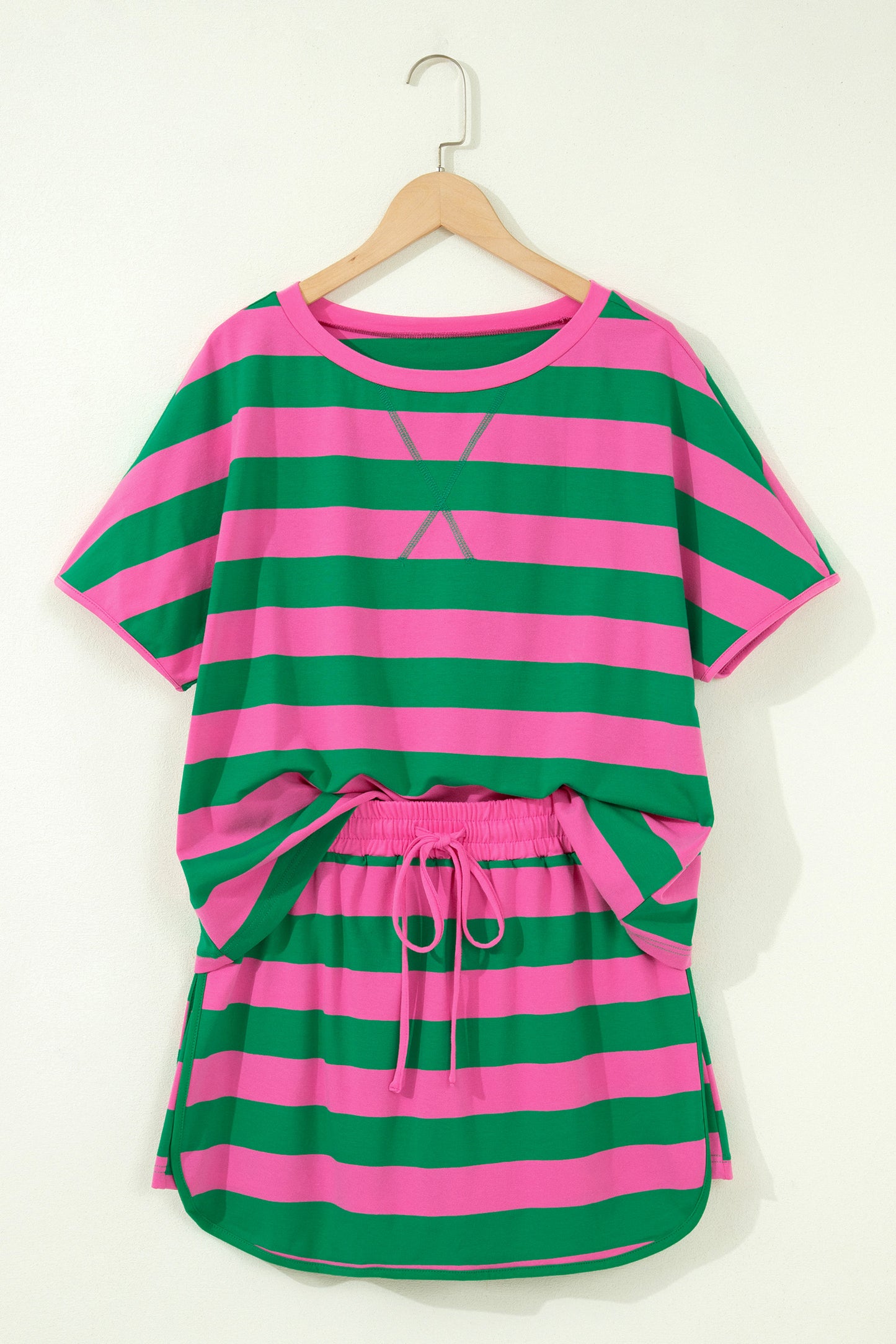 Pink Stripe Dolman Skort Set
