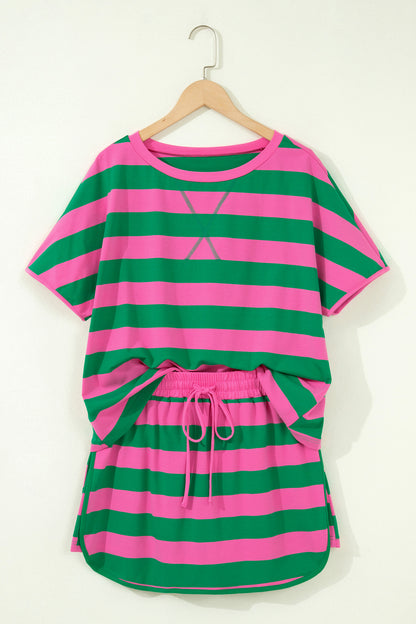 Pink Stripe Dolman Skort Set
