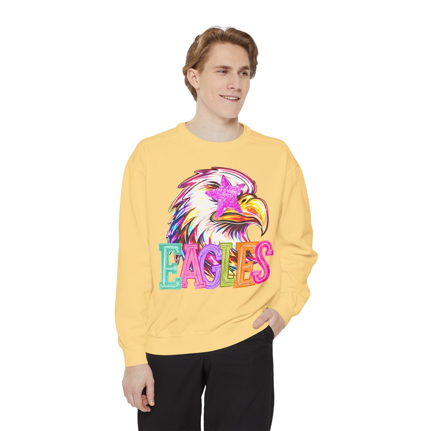 Colorful Eagle Pullover — Comfort Colors - 5 Colors to Choose From