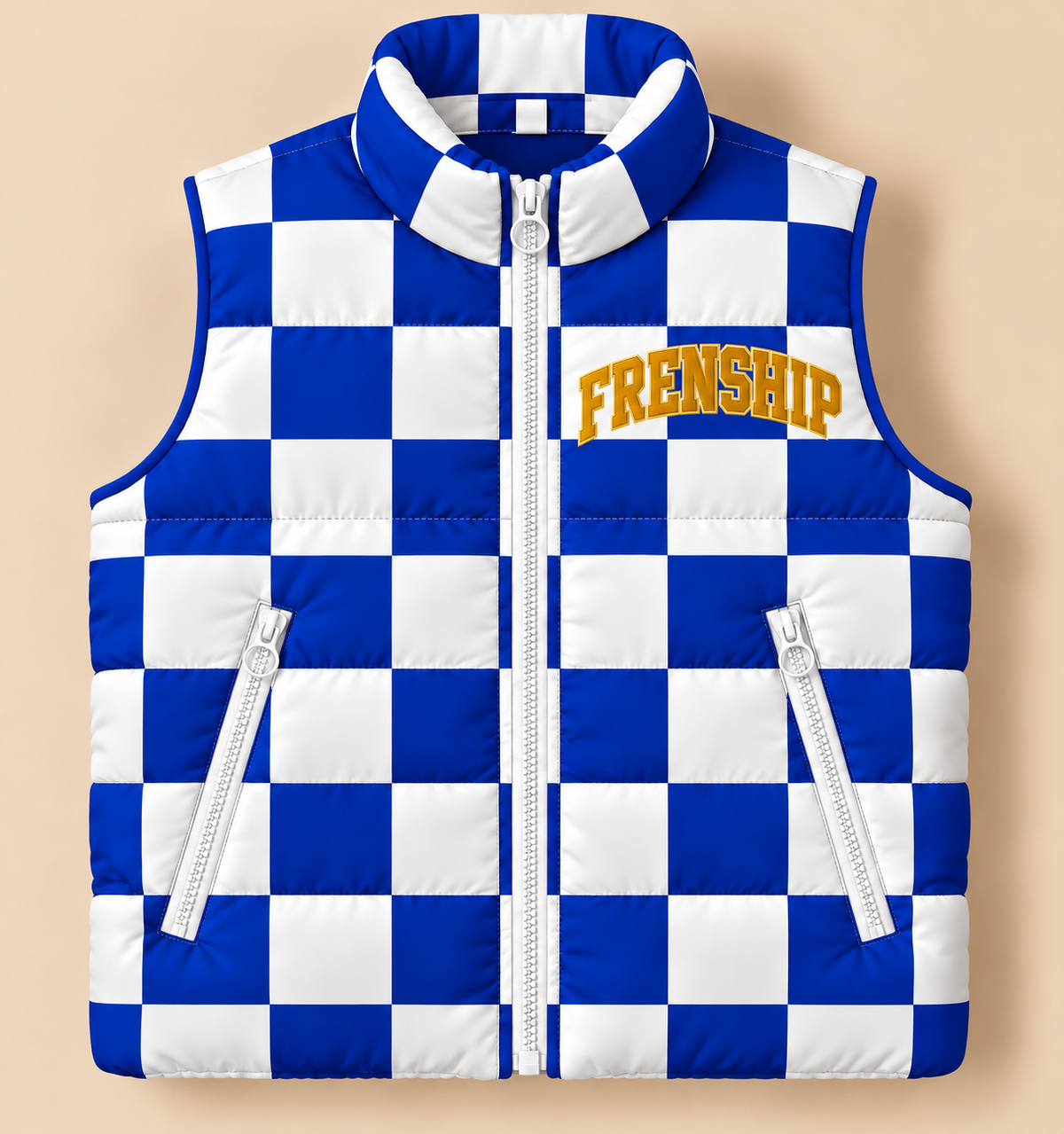 Custom Frenship Checkered Puffer Vest - PREORDER