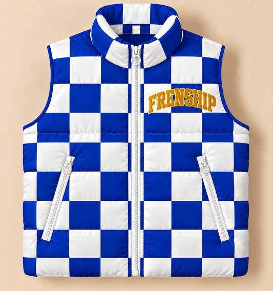 Custom Frenship Checkered Puffer Vest - PREORDER