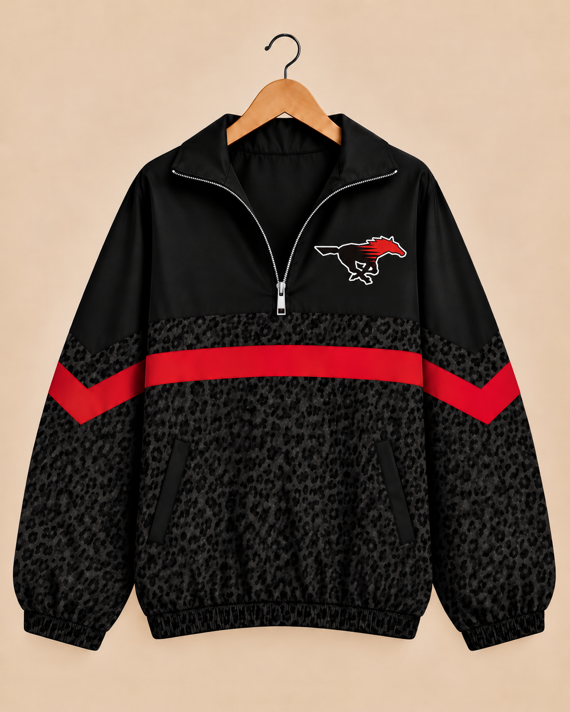 Shallowater Mustangs Midnight Leopard Windbreaker