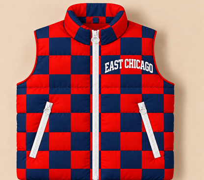 School City of East Chicago Checkered Puffer Vest - PREORDER