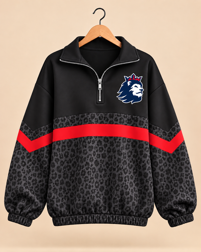 Richland Royals Black Leopard Scuba Knit Pullover