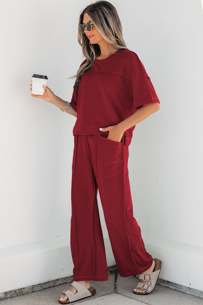 Skyler Blue Boxy Tee and Barrel Pants Set