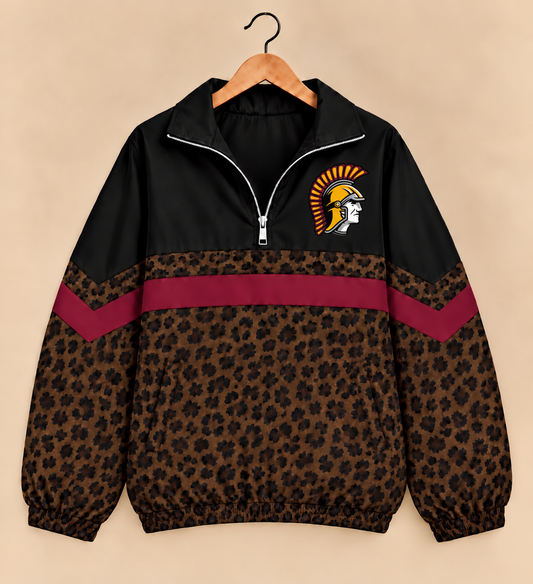 Chesterton Trojans Brown Leopard Windbreaker