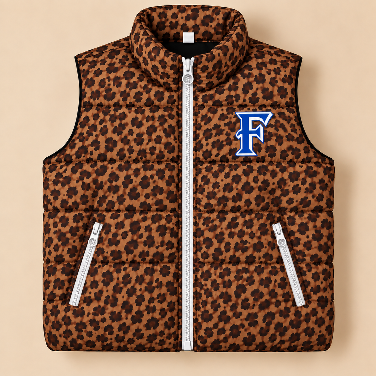 Custom Frenship Leopard Puffer Vest - PREORDER