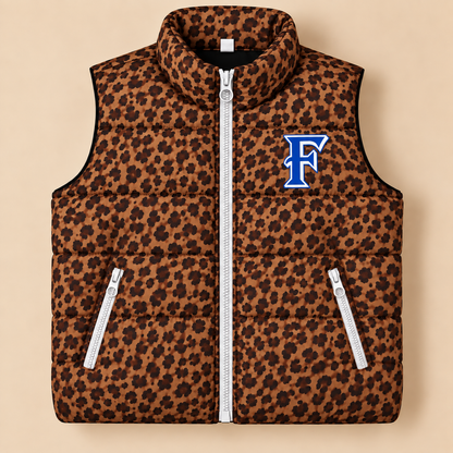 Custom Frenship Leopard Puffer Vest - PREORDER