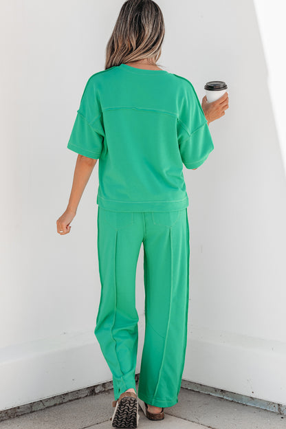 Skyler Blue Boxy Tee and Barrel Pants Set