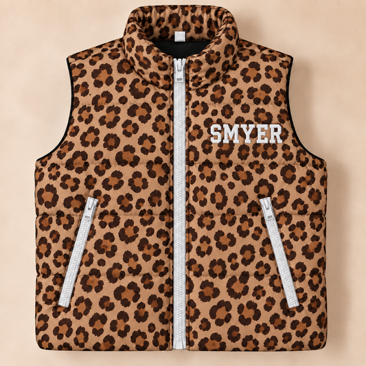 Custom Leopard Smyer Puffer Vest - PREORDER