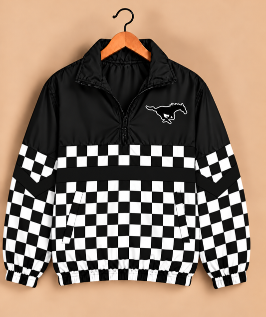 Fort Hancock Mustangs Checkered Windbreaker