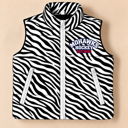 Mohawks Hockey Zebra Puffer Vest - PREORDER