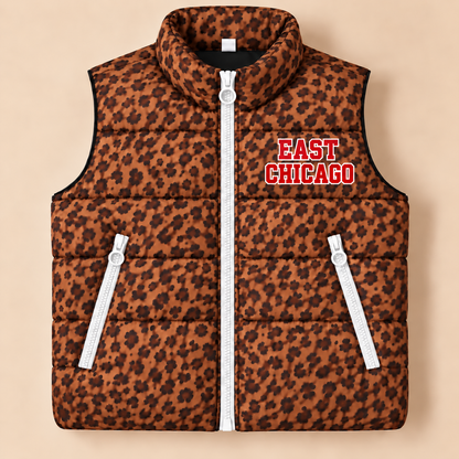 School City of East Chicago Leopard Puffer Vest - PREORDER